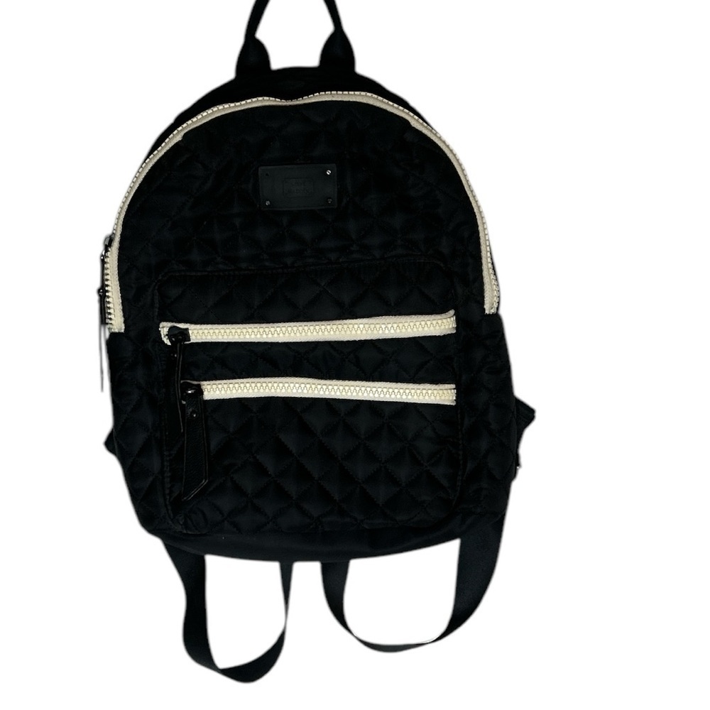 Steve Madden Black Minimalist Backpack with Textured Fabric